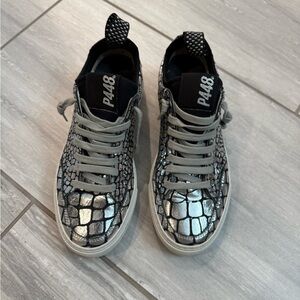 Silver and Black Womens Sneakers